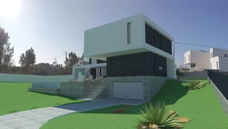 Moradia em Vila Alegre. Imagem tridimensional da Arquitetura.