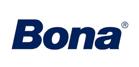 a blue and white logo with the word bona