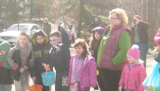 Children and parents gathered at Crescent Hills park to meet the Easter Bunny