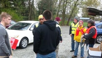 Neighbors gathering at Crescent Hills Park to pick up litter as part of the Adopt-a-Highway program