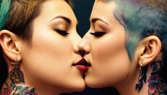 lesbienne en train de s'embrasser
