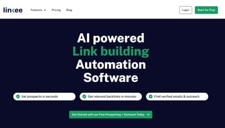 Screenshot of Linkee link building tool's homepage