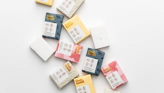 Product photography - a bunch of soap bars with a variety of different scents