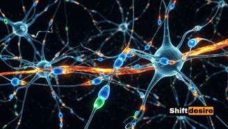 Detailed illustration of neurons firing and forming new connections in the brain, glowing synapses