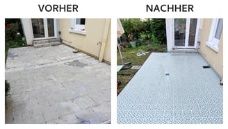 Terrasse Sanierung vorher/nachher, Fliesenleger Dortmund