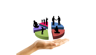 pie chart with different age groups and their investment portfolios
