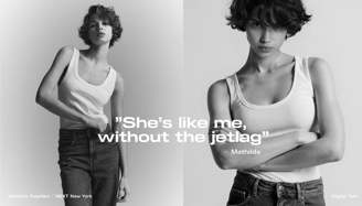 Model Mathilda Gvarliani and her digital twin. (H&M)