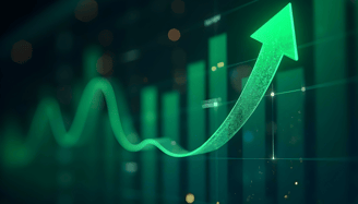 green arrow going up for high growth stocks for retirement