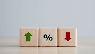 interest rate blocks with green and red arrows