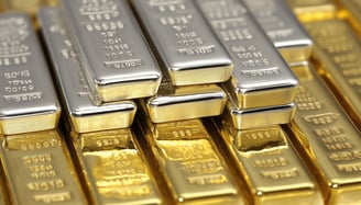gold and silver bullion bars stacked