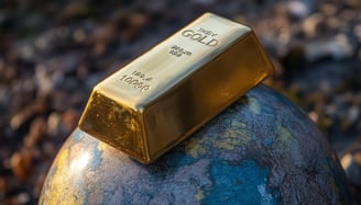 gold bar on a globe