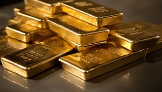 high quality gold bullion bars on a gray surface