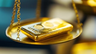 gold bar on precision scale