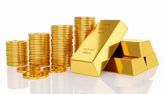 shiny gold bullion bars and coins