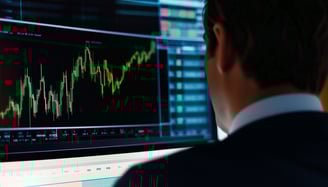 investor looking at candlestick charts and using margin