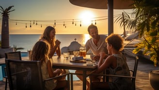 a family enjoying their seaside getaway