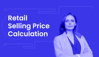 a woman in a business suit with the words retail selling price calculations