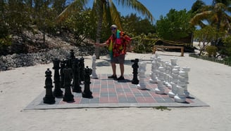 The Pirate showing off some chess moves?