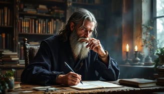un homme écrit. il cherche la clé pour captiver l'attention: la cohérence.