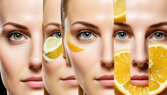 a woman with a slice of lemonade on her face