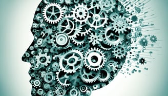 a human head with gears and gears in the shape of a human head