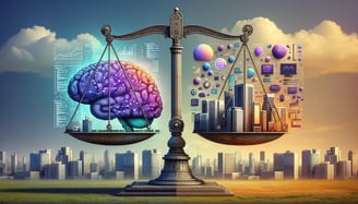 An image created by DALL-E to illustrate weighing differences of closed- vs. open-source LLMs