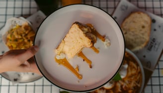 a piece of cake on a plate with a piece of cake