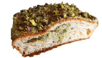 a piece of pistachio cake