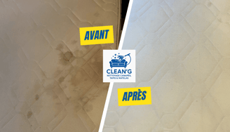 Résultat avant/après d'un nettoyage de matelas réalisé par nos équipes