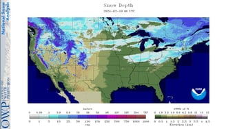 NOAA current snow depth/cover - sample image for WeatherSources background image. Feb2024
