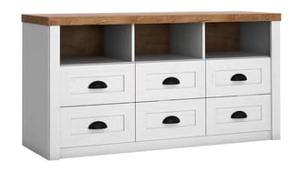 Commode parma blanche avec surface en bois