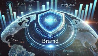 Escudo holográfico protegiendo el logo de una marca, simbolizando la protección de marca en Amazon.