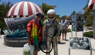 The Pirate next to John Glenn...Another visitor to Grand Turk Island