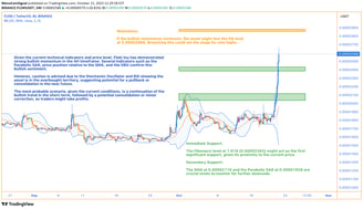 Technical chart analysis of Floki Inu showcasing key indicators including volume, Parabolic SAR, RSI