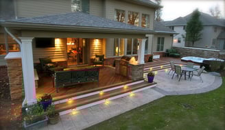 patio and deck combo for modern landscape design