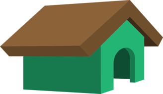 niche design avec un toit marron et des murs vert