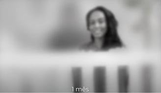 Simulação da visão com 1 mês de vida – ainda desfocada, mas com leve percepção de formas e contraste