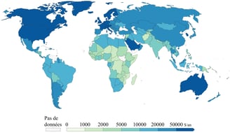 Carte mondiale du PIB par habitant et par pays