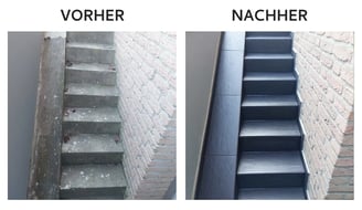 Kellertreppe Sanierung vorher/nachher, Fliesenleger Dortmund