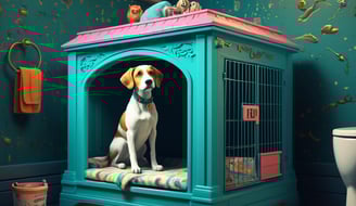 a dog is sitting in a dog house