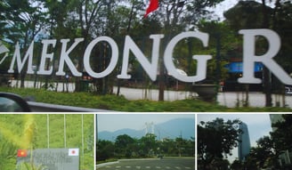 varias fotos da autora na estrada entre chan may e danang