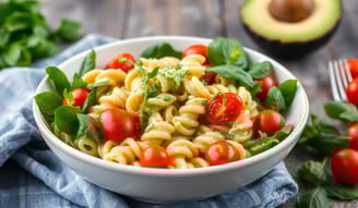 Vegan Avocado Pesto Pasta Salad