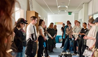 The cast and crew being briefed in the morning before we film our short film time to go