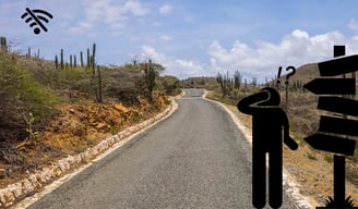Foto indicando confusão em rota no parque Arikoko de Aruba.