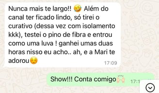 Depoimento de dentista que indicou paciente elogiando o trabalho da Dra Nicole
