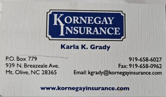 Sponsor: Kornegay Insurance Business Card