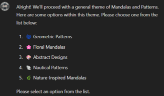 adult coloring book image creator theme selection