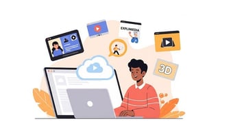 User with laptop, symbolizing VideoCreator's cloud power.