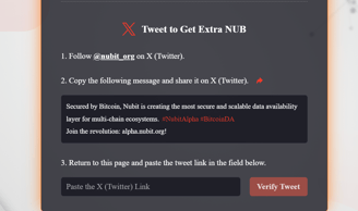 Retweet Nubit testnet to unlock extra bonus