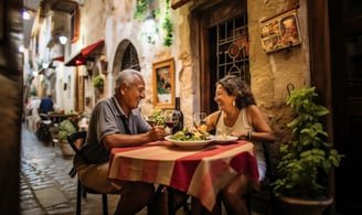  a couple enjoying the food in Teramo, Italy